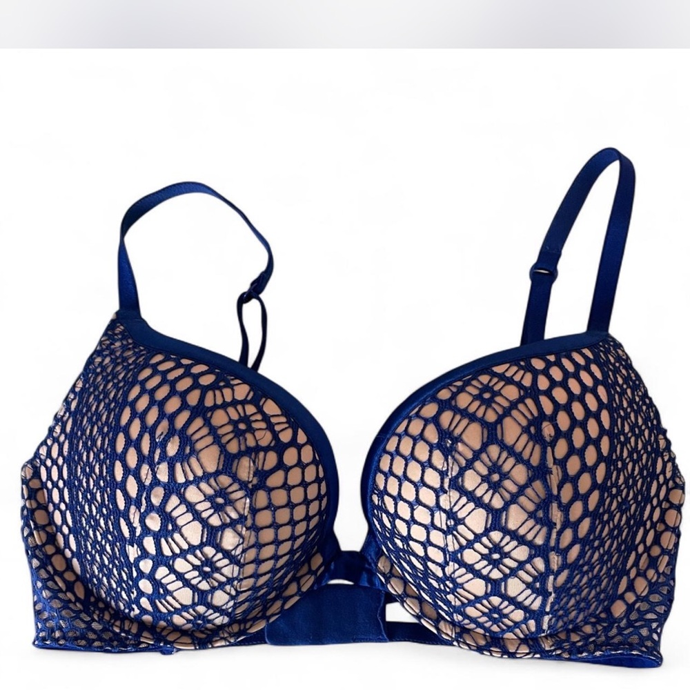 Victoria's Secret Navy Blue Lace Overlay Push-Up Bra
